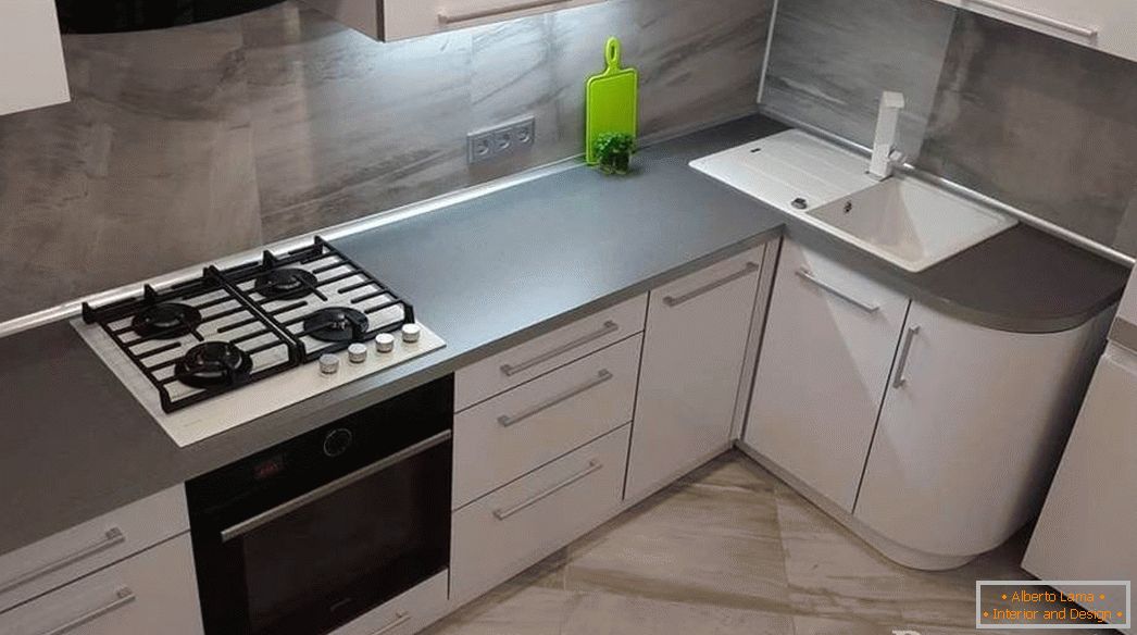Comptoir gris в современном интерьере кухни