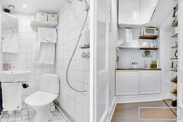 Salle de bain et cuisine en couleur blanche