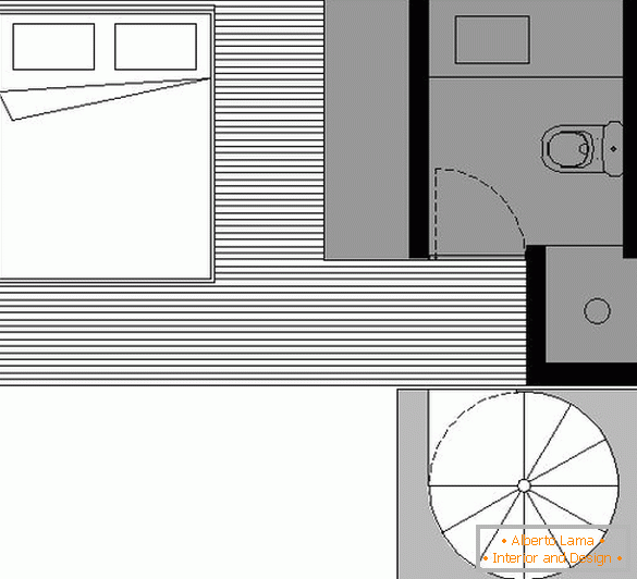 Plan du deuxième niveau d'un petit appartement