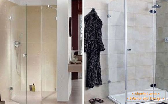 Portes de douche d'angle en verre - photo dans l'intérieur de la salle de bain