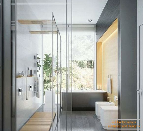 Portes coulissantes en verre pour salle de douche - photo à l'intérieur