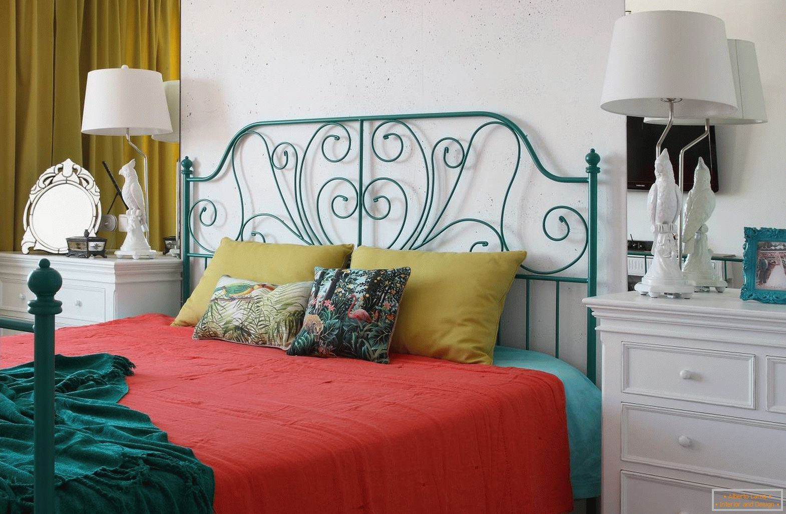 La chambre с кроватью в стиле 60-х