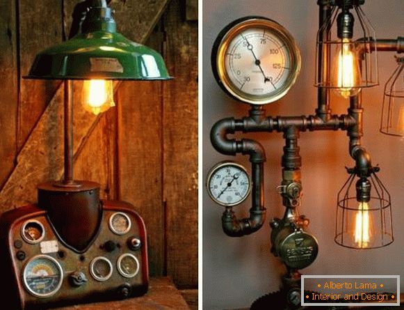 Lampe steampunk à partir de tuyaux avec des mains propres - photo craft