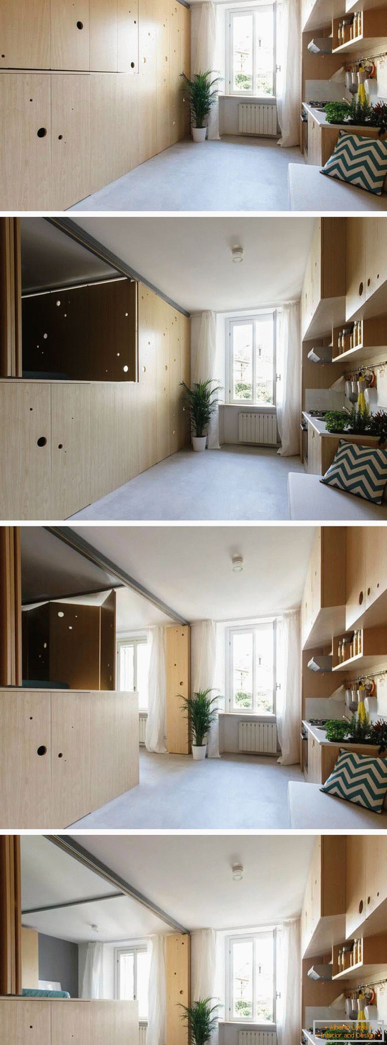 Intérieur d'un petit appartement aux couleurs claires