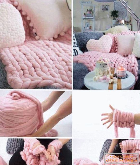 Comment faire un gros tricot à carreaux avec vos mains - une photo étape par étape