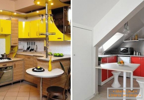 Comptoirs de bar élégants dans la conception de petites cuisines d'angle