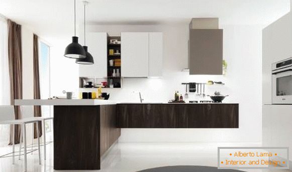 Design de cuisine d'angle minimaliste Italie