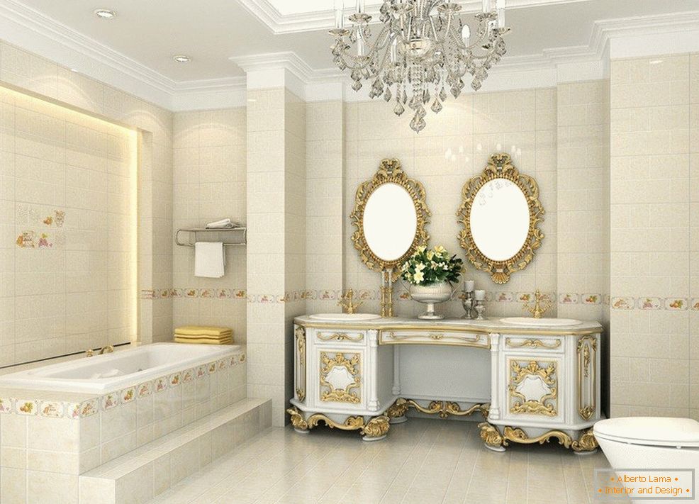 Eclairage dans la salle de bain dans un style classique