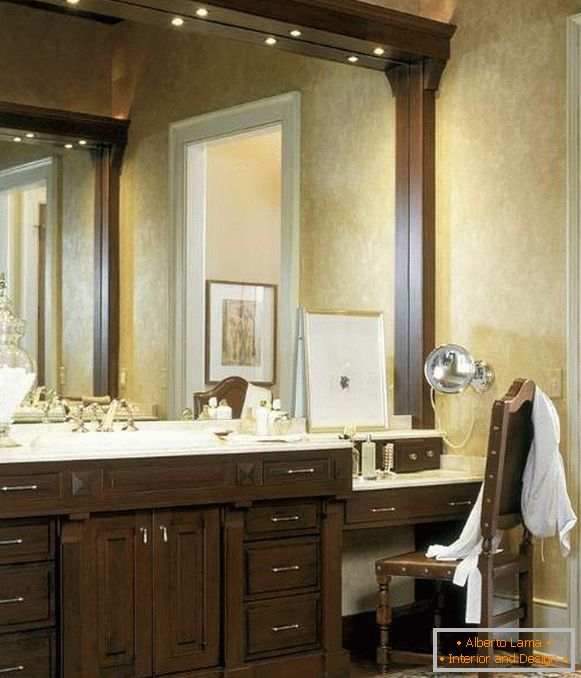 Lumière intégrée au-dessus du miroir dans la salle de bain