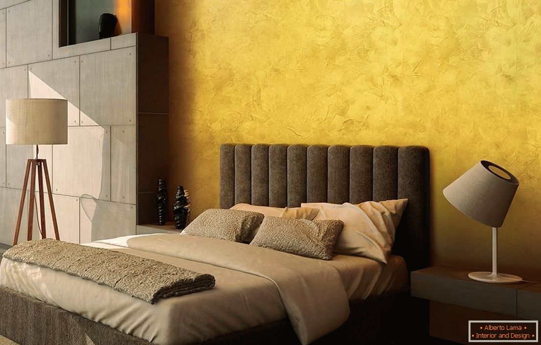 Chambre à coucher avec des murs jaunes