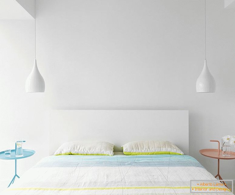 Luxueuse chambre blanche dans un style minimaliste