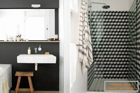 Salle de bain avec carreaux géométriques