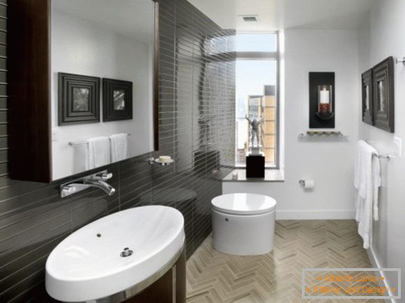 Salle de bain moderne avec des carreaux noirs