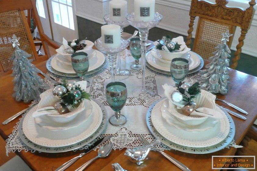 Décor de la table de fête en couleurs turquoises