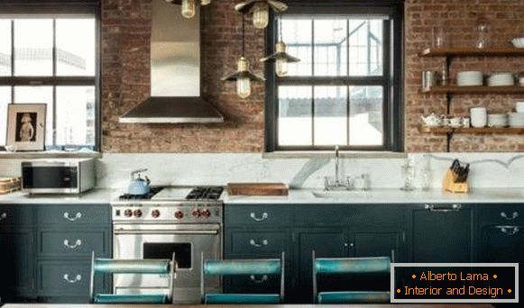 Conception de la cuisine dans un style loft