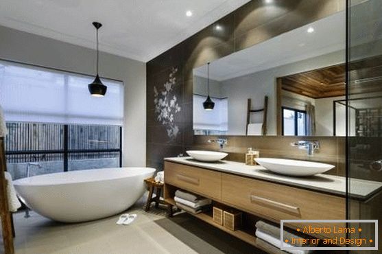 Design asiatique harmonieux de la salle de bain
