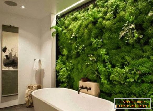 Mur vert dans le design de la salle de bain
