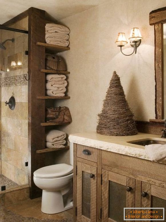 Salle de bain dans un style rustique