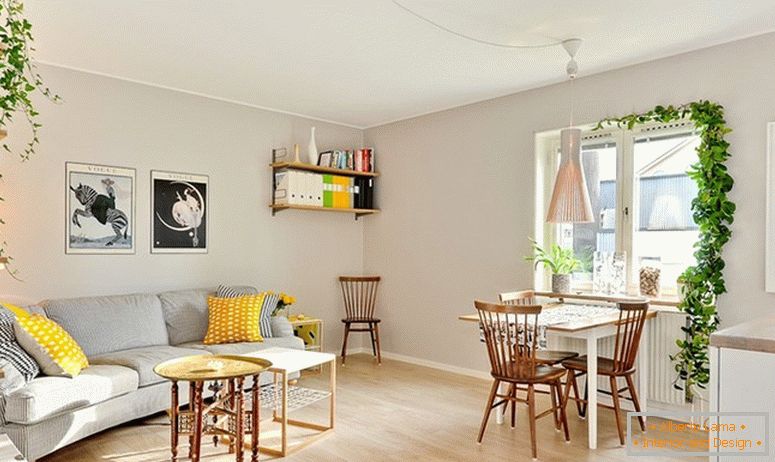 Salon d'un petit appartement en Suède