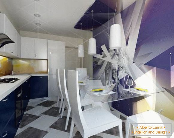 Papier peint abstrait pour une cuisine dans un appartement