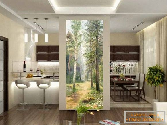 Beau papier peint à l'intérieur de la cuisine - forêt, nature