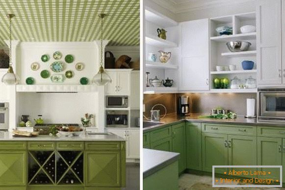 Cuisine vert blanc - design photo à l'intérieur