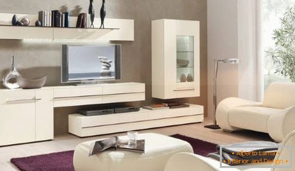 Mobilier de salon blanc modulable dans un style moderne