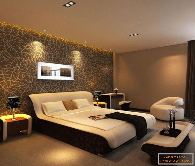 brun-accents-mur-idée-pour-grande-chambre-combiner-avec-floral-fond-impression-et-complété-avec-confortable-lit-plus-agréable-blanc-canapé