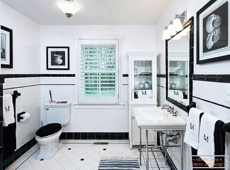 black-and-white-une baignoireroom-floor-tile-ideas-pictures