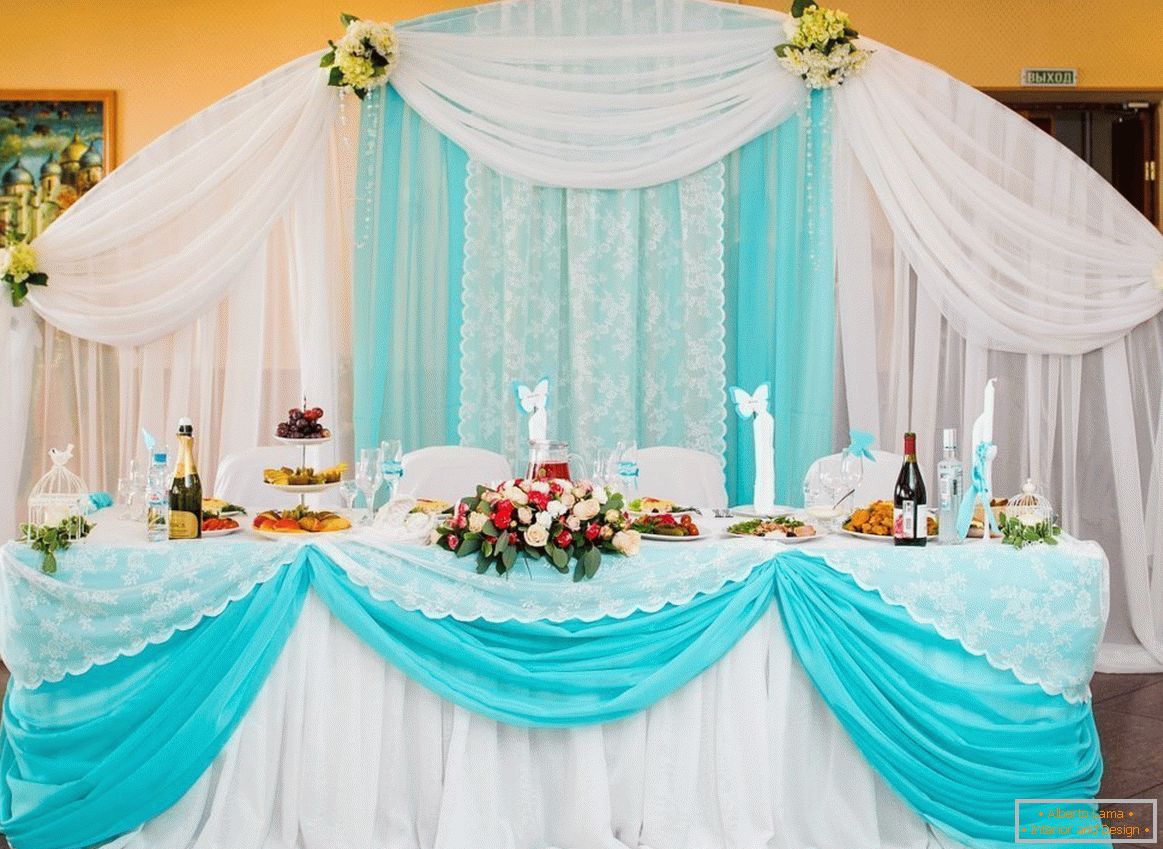 Couleur turquoise dans la décoration de la salle de mariage