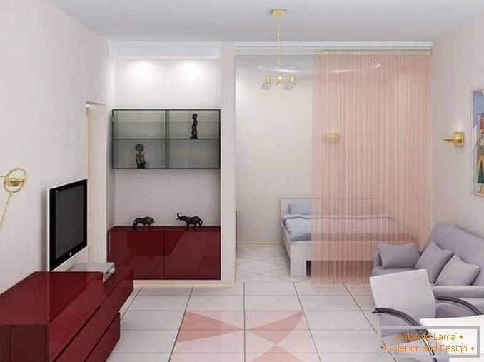 Design d'appartement 1 pièce de Khrouchtchev avec une chambre séparée