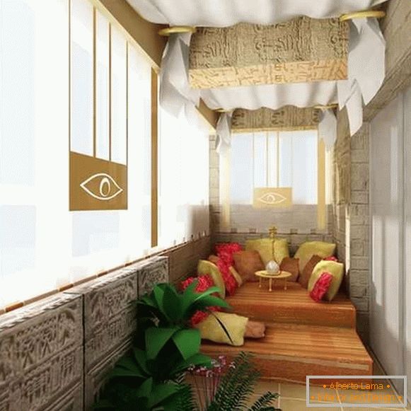 La conception du balcon dans l'appartement - une photo dans le style oriental