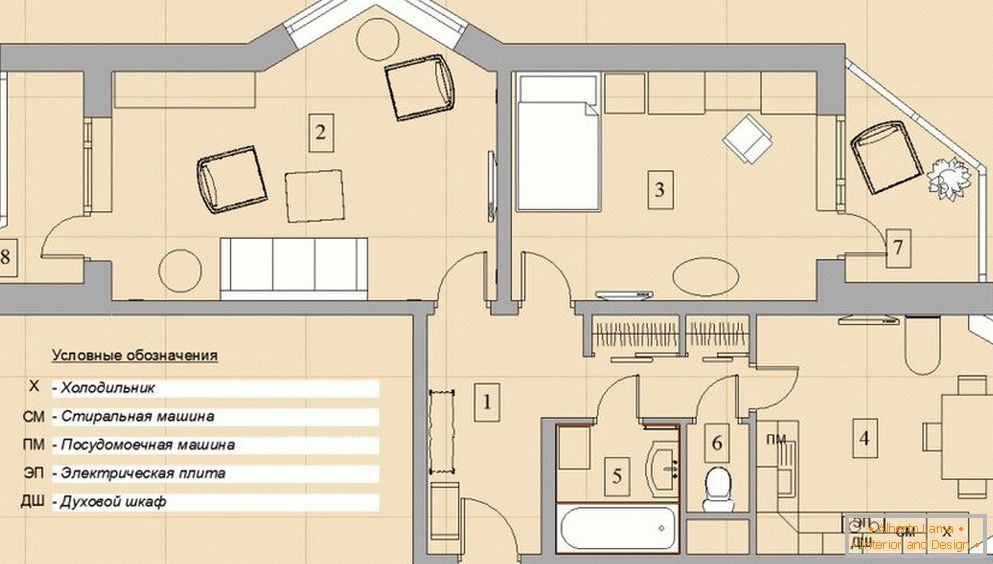 Plan de deux chambres