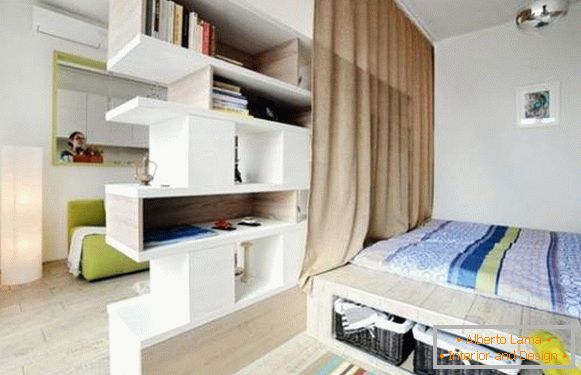 design d'intérieur d'un petit appartement d'une pièce, photo 1
