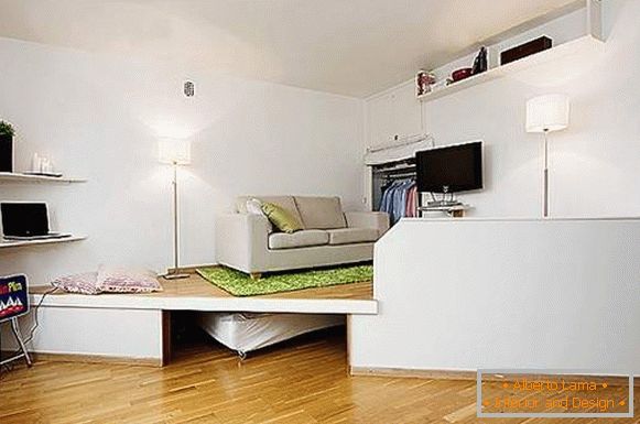 aménagement intérieur d'un petit appartement d'une pièce, photo 26