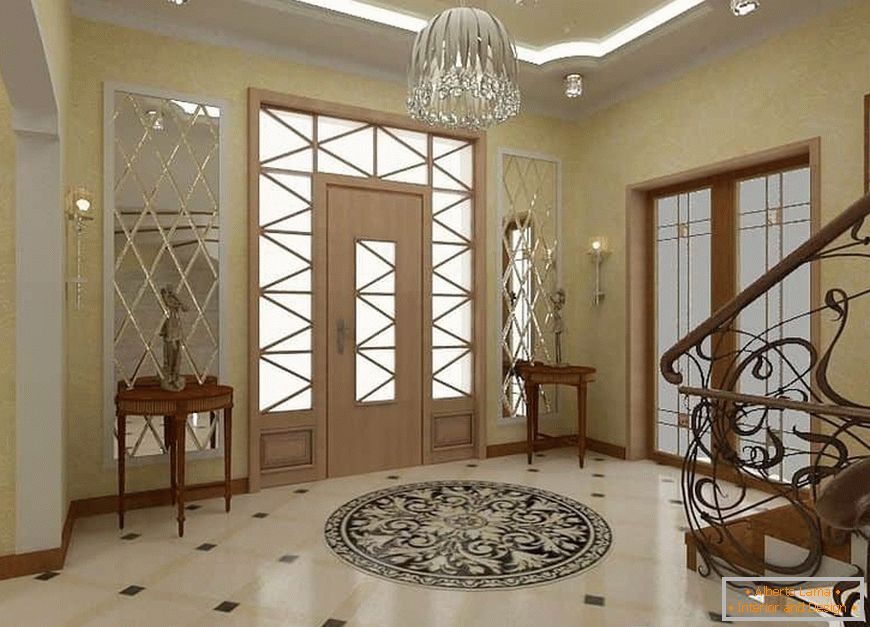 Couloir-couloir design avec un escalier dans une maison privée
