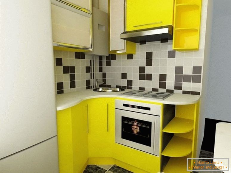 Mobilier jaune à l'intérieur de la cuisine
