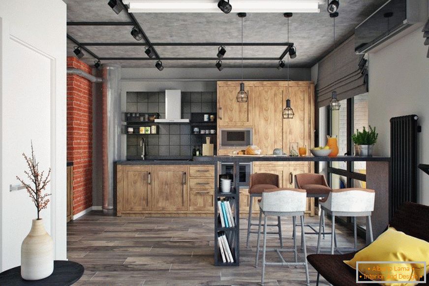 L'appartement est de 50 m² de style loft