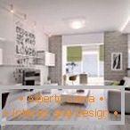 Design d'appartement dans les tons blancs et gris