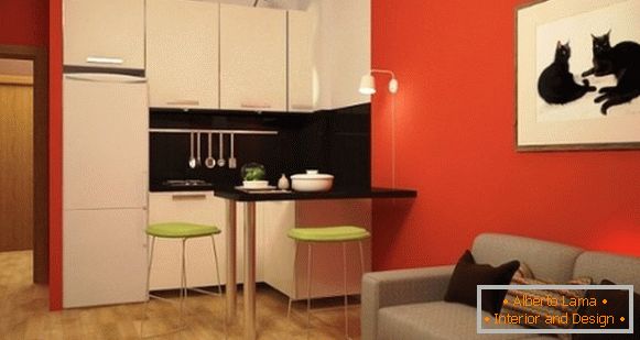Studio design moderne de 25 m² - photo cuisine salon
