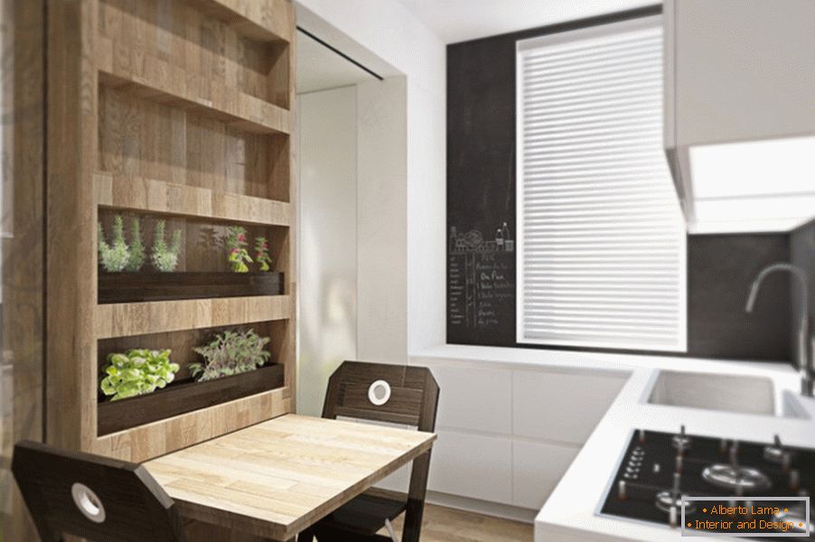 Transformateur d'appartement: un rack avec des plantes dans la cuisine