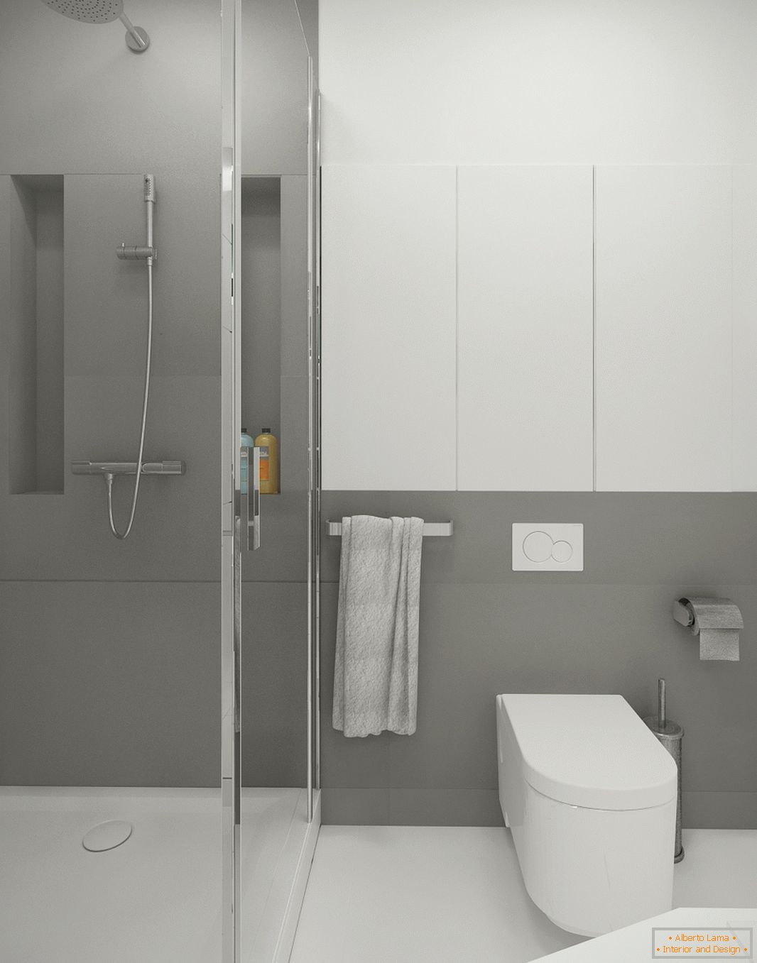 Salle de bain en couleur blanc-gris