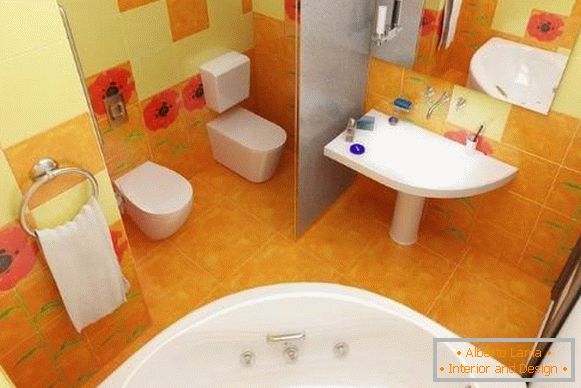Design de la salle de bain combinée - photo aux couleurs vives