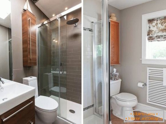 Salle de bain combinée - photo avec un casier au-dessus des toilettes