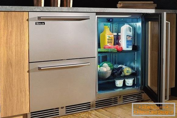 conception d'une petite cuisine avec un réfrigérateur photo, photo 36
