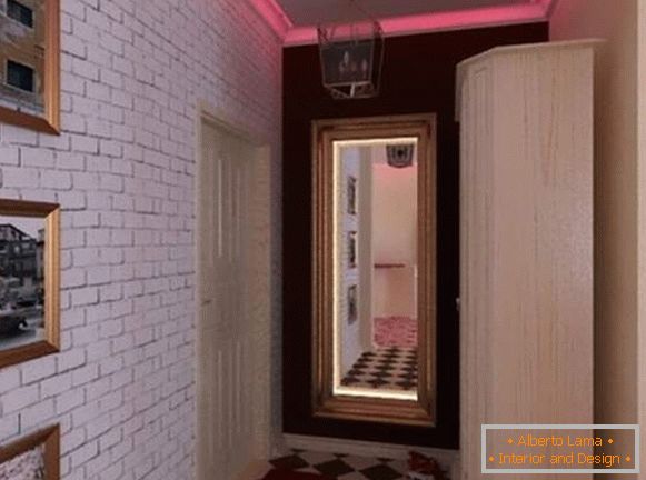 Loft design d'un petit appartement à Khrouchtchev - intérieur du couloir