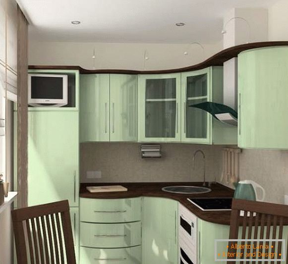 Petites chambres - cuisine design en photo dans un appartement de 30 m²