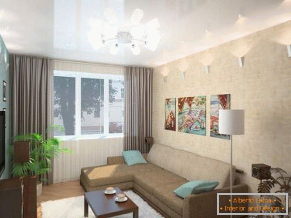 Conception de petits appartements Khrouchtchev - intérieur de la salle dans un appartement d'une pièce