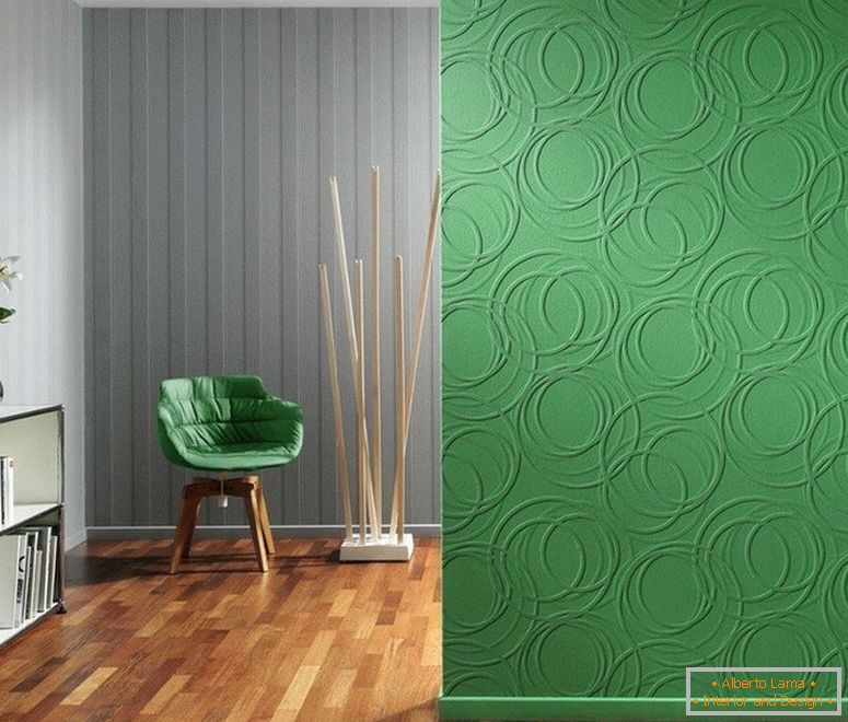 La combinaison de gris et de vert sur le mur