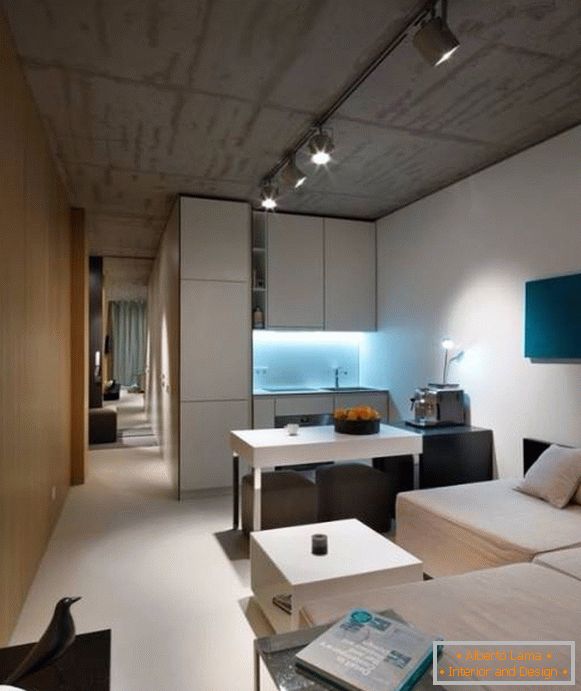 Design d'appartement d'une pièce dans un style moderne